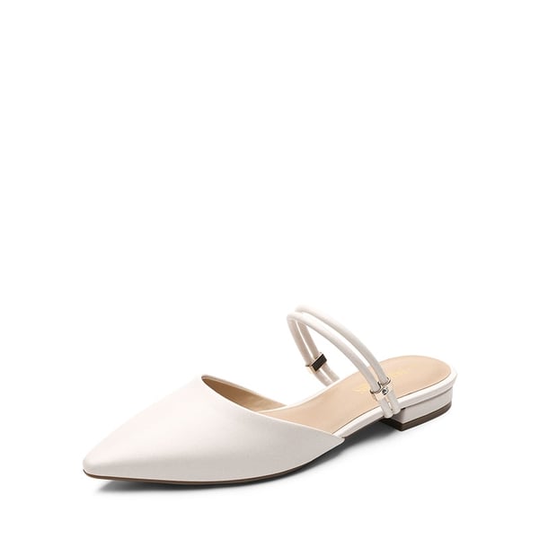 Pointed Toe Two-Way Slip on Mules - WHITE -  0